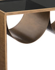 48" Black and Brass Mirrored Glass and Steel Solid Coffee Table