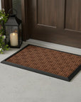 24" X 36" Brown Synthetic Fiber Abstract Outdoor Door Mat