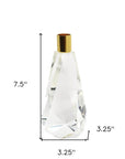 8" Clear And Gold Geo Faceted Crystal Tabletop Taper Candlestick