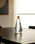 8" Clear And Gold Geo Faceted Crystal Tabletop Taper Candlestick
