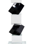 Set of Two Black And Clear Crystal Tabletop Taper Candlesticks