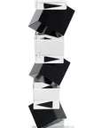 12" Black And Clear Crystal Tabletop Taper Candlestick