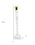 14" Clear And Gold Geo Stacks Crystal Tabletop Taper Candlestick