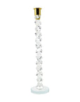14" Clear And Gold Geo Stacks Crystal Tabletop Taper Candlestick