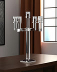 20" Clear Faceted Crystal Tabletop Candelabra Candle Holder