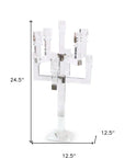 25" Clear Faceted Crystal Tabletop Candelabra Candle Holder