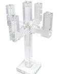 20" Clear Faceted Crystal Tabletop Candelabra Candle Holder