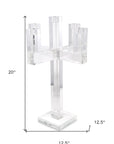20" Clear Faceted Crystal Tabletop Candelabra Candle Holder