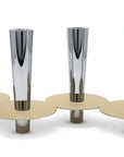 6" Silver And Gold Stainless Steel Tabletop Four Light Taper Candle Holder