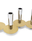 6" Silver And Gold Stainless Steel Tabletop Four Light Taper Candle Holder