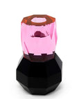 5" Pink And Black Faceted Crystal Tabletop Taper Candlestick