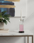 7" Pink Abstract Crystal Tabletop Wedding Taper Candlestick