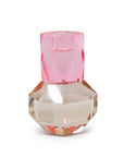 5" Pink And Clear Faceted Crystal Tabletop Taper Candlestick