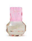 5" Pink And Clear Faceted Crystal Tabletop Taper Candlestick