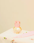 5" Pink And Clear Faceted Crystal Tabletop Taper Candlestick