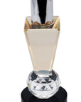 6" Silver Amber Clear And Black Faceted Crystal Tabletop Taper Candlestick
