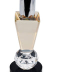 6" Silver Amber Clear And Black Faceted Crystal Tabletop Taper Candlestick
