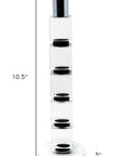 11" Silver Clear And Black Geo Crystal Tabletop Taper Candlestick