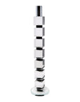 15" Silver Clear And Black Crystal Tabletop Taper Candlestick