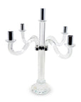 20" Clear And Silver Crystal Tabletop Candelabra Candle Holder