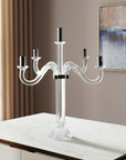 20" Clear And Silver Crystal Tabletop Candelabra Candle Holder