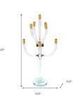 23" Clear Gold And Silver Crystal Tabletop Candelabra Candle Holder