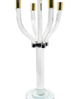 20" Clear Gold And Silver Crystal Tabletop Candelabra Candle Holder