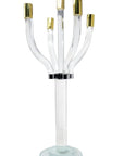 20" Clear Gold And Silver Crystal Tabletop Candelabra Candle Holder