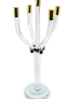 20" Clear Gold And Silver Crystal Tabletop Candelabra Candle Holder