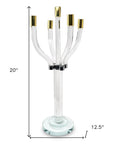 20" Clear Gold And Silver Crystal Tabletop Candelabra Candle Holder