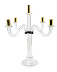20" Clear Silver And Gold Crystal Tabletop Candelabra Candle Holder