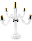 20" Clear Silver And Gold Crystal Tabletop Candelabra Candle Holder