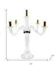 20" Clear Silver And Gold Crystal Tabletop Candelabra Candle Holder