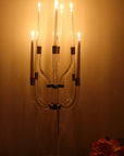 23" Clear And Silver Crystal Tabletop Candelabra Candle Holder