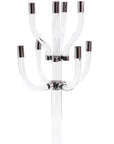 23" Clear And Silver Crystal Tabletop Candelabra Candle Holder
