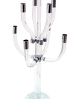 23" Clear And Silver Crystal Tabletop Candelabra Candle Holder