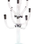 23" Clear And Silver Crystal Tabletop Candelabra Candle Holder