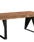 Six Piece Brown and Black Solid Wood Dining Set with Four Chairs