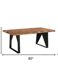 Six Piece Brown and Black Solid Wood Dining Set with Four Chairs
