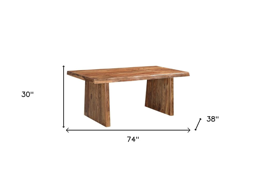 Six Piece Brown Solid Wood Dining Set with Four Chairs