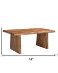 Six Piece Brown Solid Wood Dining Set with Four Chairs