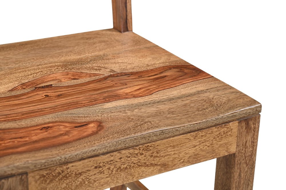 Six Piece Brown Solid Wood Dining Set with Four Chairs