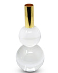 Set of Two Clear And Gold Geo Orbs Crystal Tabletop Taper Candlesticks