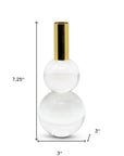 Set of Two Clear And Gold Geo Orbs Crystal Tabletop Taper Candlesticks