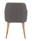Set of Two Gray And Natural Fabric And Wood Dining Arm Chairs