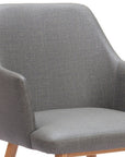 Set of Two Gray And Natural Fabric And Wood Dining Arm Chairs