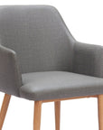 Set of Two Gray And Natural Fabric And Wood Dining Arm Chairs