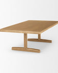 55" Natural Solid Wood Double Pedestal Coffee Table
