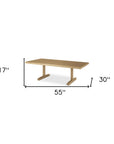 55" Natural Solid Wood Double Pedestal Coffee Table