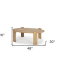 48" Natural Solid Wood Oval Coffee Table